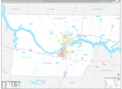 Florence-Muscle Shoals Metro Area Wall Map Premium Style 2024